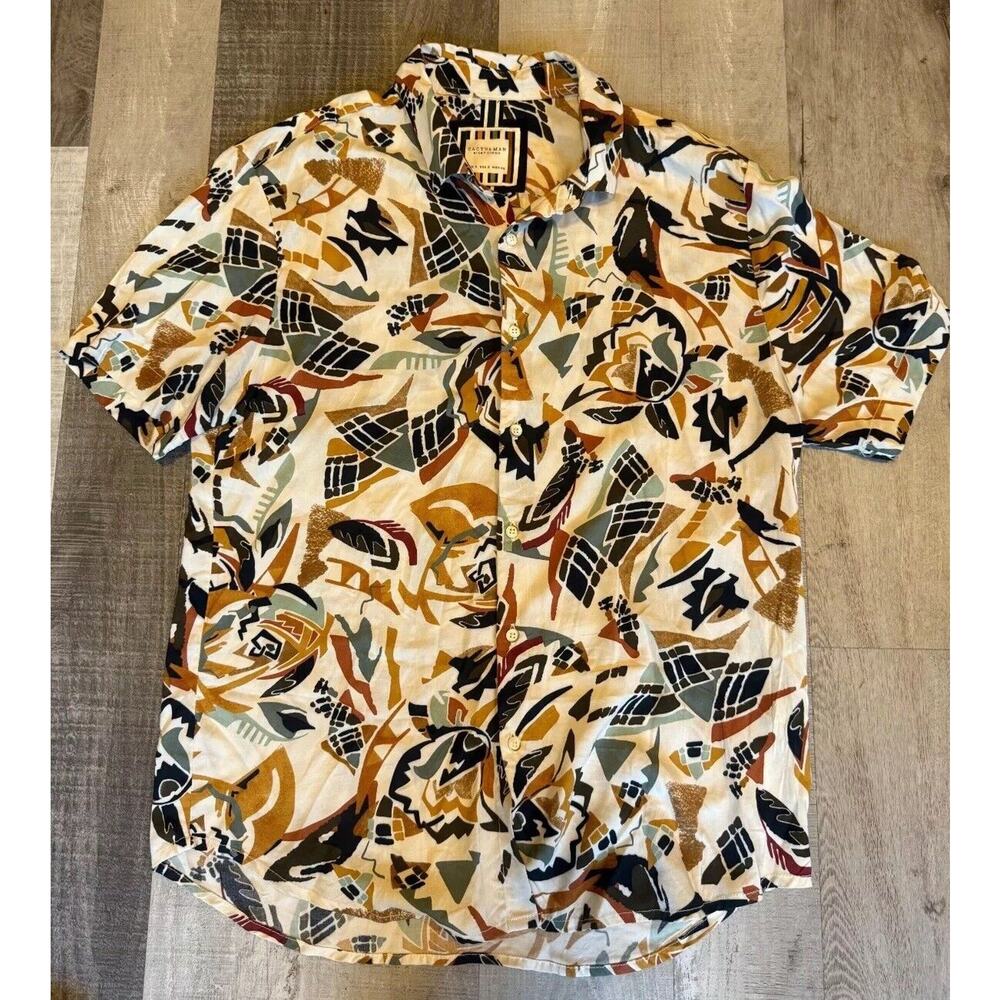 Cactus Man Ricky Singh Hawaiian Shirt Men's Small White Short Sleeve Button Down